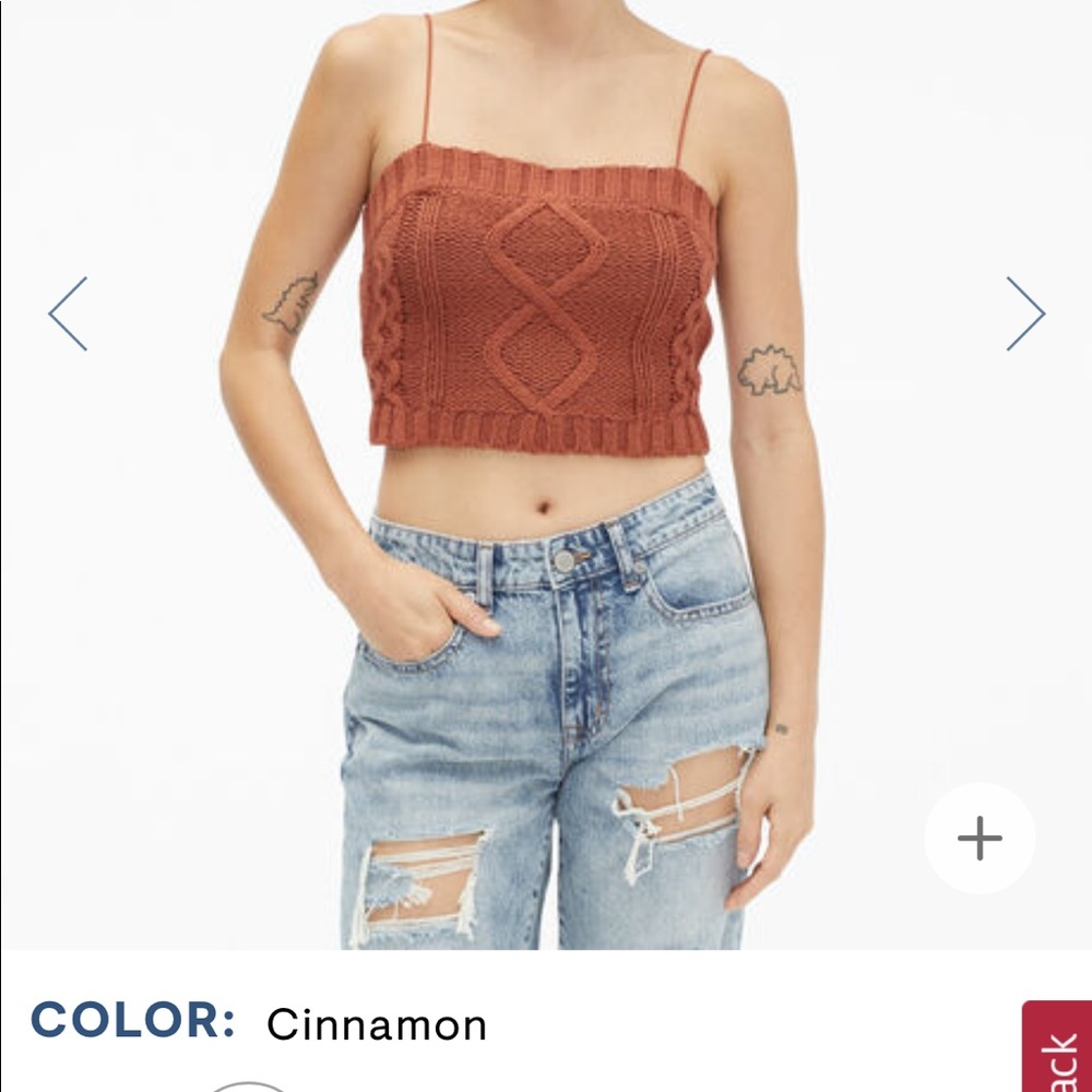 NWT Aeropostale cable knit cropped bungee cami in cinnamon